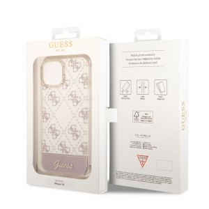 iPhone 14 Guess PC/TPU Peony Glitter Script Logo tok rózsaszín (GUHCP14SHG4MHP)