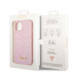 iPhone 14 Plus Guess PC/TPU Glitter Flakes Metal Logo tok rózsaszín (GUHCP14MHGGSHP)