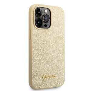 iPhone 14 Pro Max Guess PC/TPU Glitter Flakes Metal Logo tok arany (GUHCP14XHGGSHD)