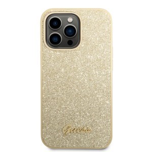 iPhone 14 Pro Max Guess PC/TPU Glitter Flakes Metal Logo tok arany (GUHCP14XHGGSHD)