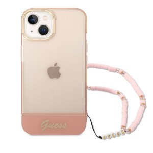 iPhone 14 Guess PC/TPU Camera Outline Translucent tok karpánttal rózsaszín (GUHCP14SHGCOHP)