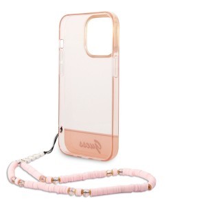iPhone 14 Pro Max Guess PC/TPU Camera Outline Translucent tok karpánttal rózsaszín (GUHCP14XHGCOHP)