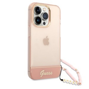 iPhone 14 Pro Max Guess PC/TPU Camera Outline Translucent tok karpánttal rózsaszín (GUHCP14XHGCOHP)