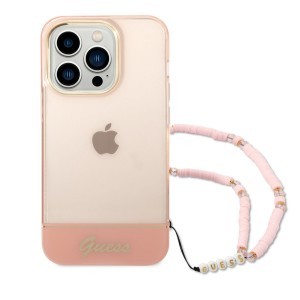 iPhone 14 Pro Guess PC/TPU Camera Outline Translucent tok karpánttal rózsaszín (GUHCP14LHGCOHP)