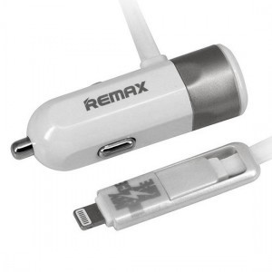 Remax RCC-102 autós töltő USB-micro USB, Lightning kábel 3.4A ezüst