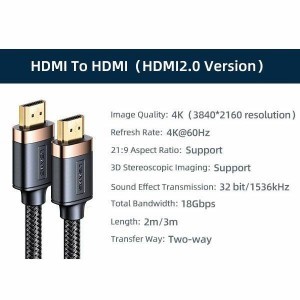 USAMS U74 HDMI - HDMI 2.0 kábel 2 ​​m fekete 4K HD (US-SJ528)