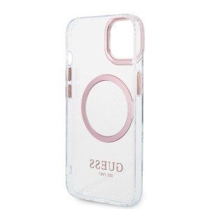 iPhone 14 Plus Guess Transparent MagSafe kompatibilis tok rózsaszín (GUHMP14MHTRMP)