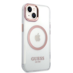 iPhone 14 Plus Guess Transparent MagSafe kompatibilis tok rózsaszín (GUHMP14MHTRMP)