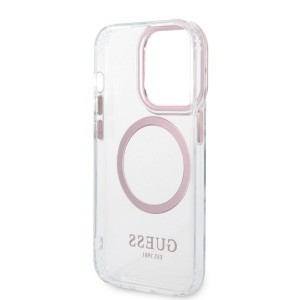 iPhone 14 Pro Max Guess Transparent MagSafe kompatibilis tok rózsaszín (GUHMP14XHTRMP)