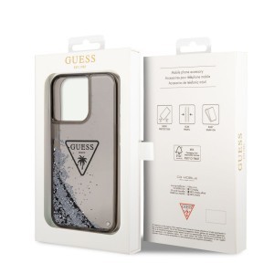 iPhone 14 Pro Guess PC/TPU Liquid Glitter Triangle Logo tok fekete (GUHCP14LLFCTPK)