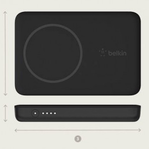 Belkin Boost Charge (2500 mAh) mágneses, MagSafe-kompatibilis vezeték nélküli töltő, Powerbank (BPD002btBK) fekete