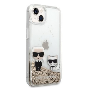 iPhone 14 Karl Lagerfeld Liquid Glitter Karl és Choupette tok arany (KLHCP14SGKCD)