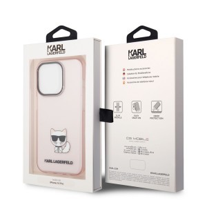 iPhone 14 Pro Max Karl Lagerfeld Choupette Logo tok rózsaszín (KLHCP14XCTTRI)