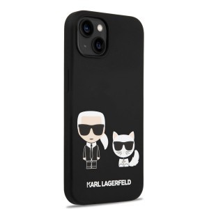 iPhone 14 Plus Karl Lagerfeld Liquid Silicone Karl és Choupette MagSafe kompatibilis tok fekete (KLHMP14MSSKCK)