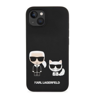 iPhone 14 Plus Karl Lagerfeld Liquid Silicone Karl és Choupette MagSafe kompatibilis tok fekete (KLHMP14MSSKCK)