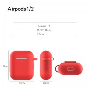 AirPods 1/2 szilikon tok piros