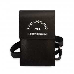 Karl Lagerfeld Saffiano Rue Saint Guillaume Univerzális telefon tartó válltáska fekete (KLWBSARSGK)