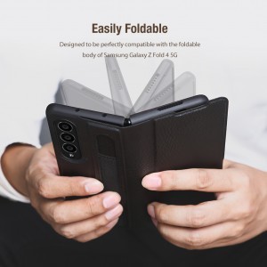 Samsung Galaxy Z Fold 4 5G Nillkin Aoge valódi bőr tok barna (S Pent nem tartalmaz)