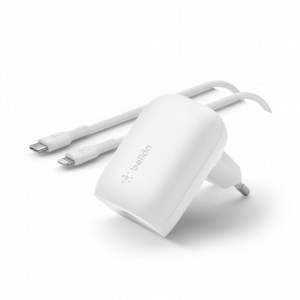 Belkin Boost Charge 30W USB-C PD PPS hálózati töltő adapter + USB-C - Lightning töltőkábel (WCA005vf1MWH-B5) fehér