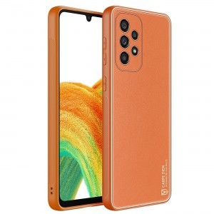 Samsung Galaxy A33 5G Dux Ducis Yolo TPU és PU bőr tok narancssárga
