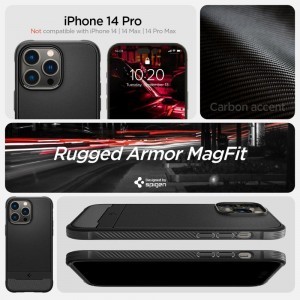 iPhone 14 Pro Spigen Rugged Armor Mag MagSafe tok matt fekete (ACS04956)