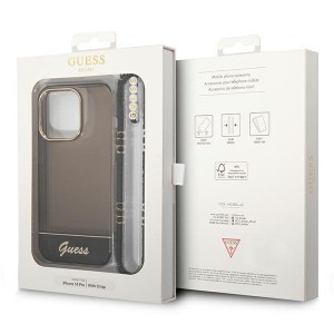 iPhone 14 Pro Guess Translucent Pearl Strap tok fekete (GUHCP14LHGCOHK)
