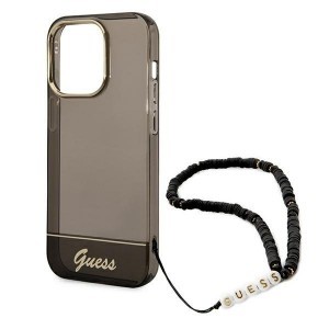 iPhone 14 Pro Guess Translucent Pearl Strap tok fekete (GUHCP14LHGCOHK)
