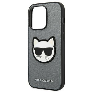 iPhone 14 Pro Karl Lagerfeld Saffiano Choupette Head tok ezüst (KLHCP14LSAPCHG)