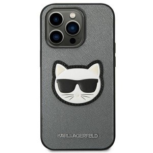iPhone 14 Pro Karl Lagerfeld Saffiano Choupette Head tok ezüst (KLHCP14LSAPCHG)
