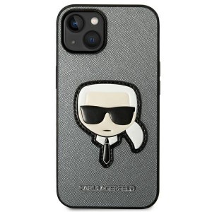 iPhone 14 Plus Karl Lagerfeld Saffiano Karl's Head tok ezüst (KLHCP14MSAPKHG)