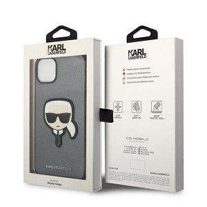 iPhone 14 Plus Karl Lagerfeld Saffiano Karl's Head tok ezüst (KLHCP14MSAPKHG)