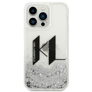 iPhone 14 Pro Karl Lagerfeld Liquid Glitter Big KL logo tok ezüst (KLHCP14LLBKLCS)