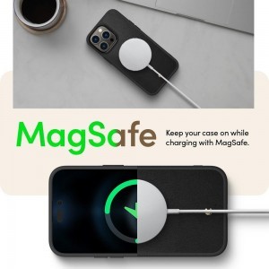 iPhone 14 Pro Max Spigen Cyrill Kajuk MagSafe-kompatibilis bőrtok fekete (ACS04879)
