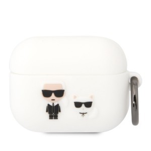 Airpods Pro 1/2 Karl Lagerfeld Karl és Choupette szilikon tok fehér (KLACAPSILKCW)