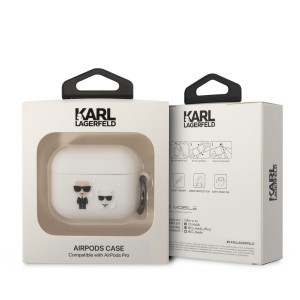 Airpods Pro 1/2 Karl Lagerfeld Karl és Choupette szilikon tok fehér (KLACAPSILKCW)