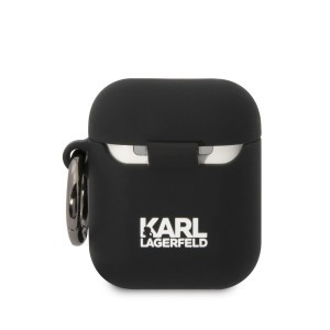 Airpods 1/2 Karl Lagerfeld Karl és Choupette szilikon tok fekete (KLACA2SILKCK)