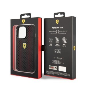 iPhone 14 Ferrari PU Leather Perforated tok piros (FEHCP14SRHOR)