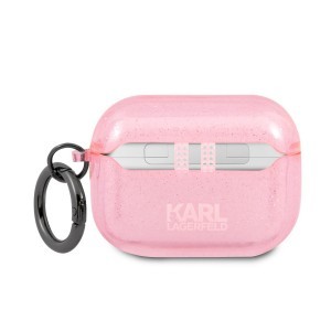  Airpods Pro 1/2 Karl Lagerfeld TPU Glitter Choupette Head rózsaszín áttetsző tok (KLAPUCHGP)