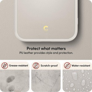 iPhone 14 Spigen Cyrill Kajuk MagSafe-kompatibilis bőrtok krémszínű (ACS05092)