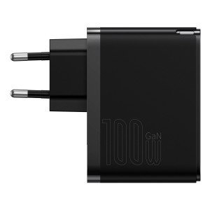 Baseus GaN5 Pro USB Type C / USB-A 100W PD3.0, QC4.0 +, AFC gyorstöltő, hálózati töltő adapter fekete (CCGP090201)