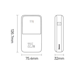 Baseus Pro 20000mAh 22.5W Powerbank + USB Type A - USB Type C 3A 0.3m kábel fekete (PPBD040301)-8