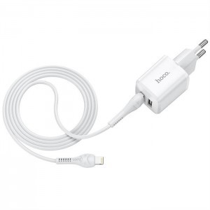 HOCO N8 hálózati töltő adapter 2xUSB + Lightning kábel 2.4 A fehér