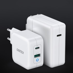 Choetech hálózati töltő adapter GaN USB Type C PD USB-A QC3.0 65W 3,25A fehér (PD8002)