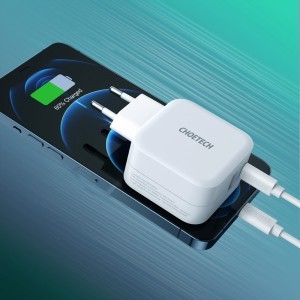 Choetech hálózati töltő adapter QC PD 38W 5A USB Type C + USB-A fehér (PD5002-EU)-1