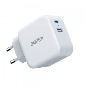 Choetech hálózati töltő adapter QC PD 38W 5A USB Type C + USB-A fehér (PD5002-EU)-5