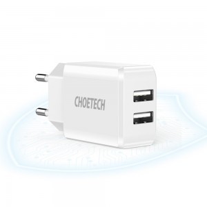 Choetech kétportos hálózati töltő adapter 2 x USB-A 10W 2A fehér (C0030)