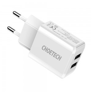 Choetech kétportos hálózati töltő adapter 2 x USB-A 10W 2A fehér (C0030)