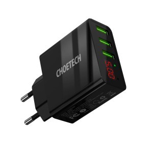 Choetech hálózati töltő adapter 3x USB Type A 5V / 3A fekete (C0027)