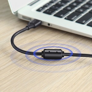 Ugreen 5 tűs aranyozott USB kábel - mini USB 0.25 m fekete (US132)
