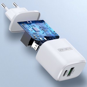 Duzzona hálózati töltő adapter 30W PD QC3.0 USB Type C / USB fehér